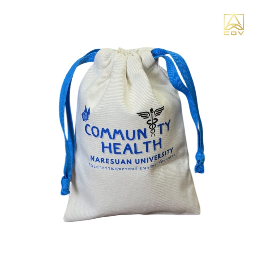 กระเป๋าหูรูดผ้าดิบcommunty
