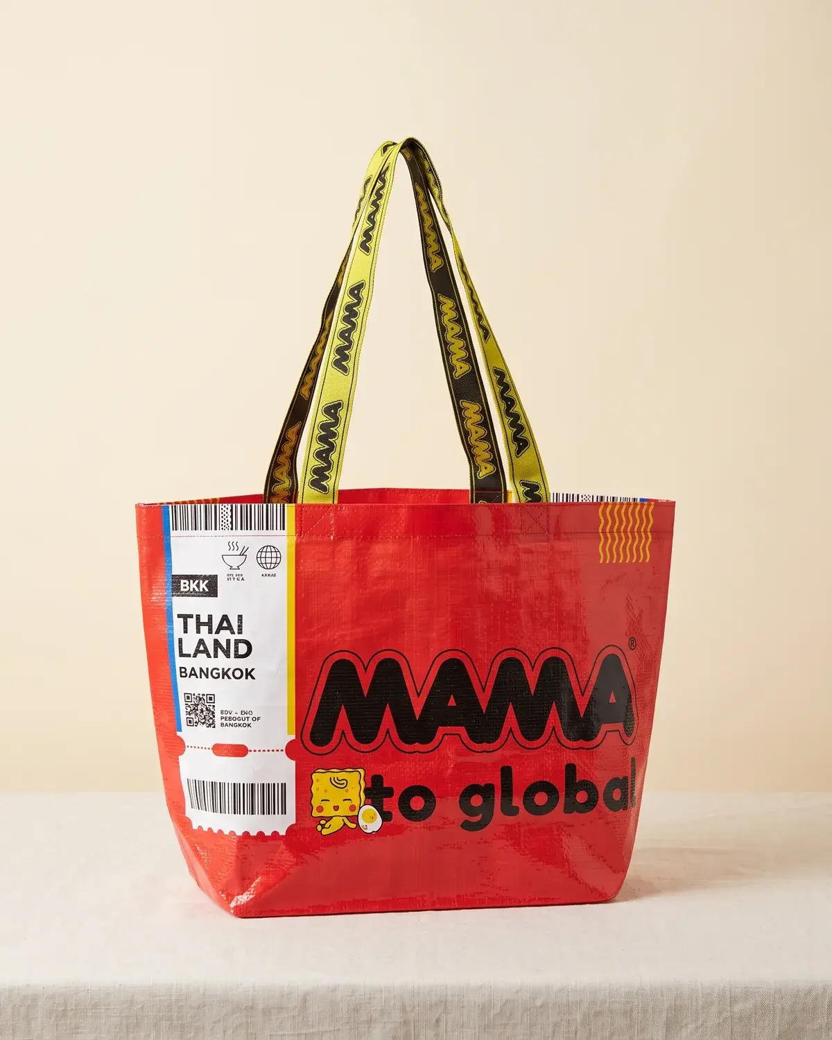 ถุงกระสอบพลาสติกสีแดง MAMA to global ผลิตโดยโรงงาน CDV